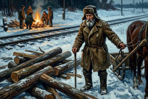 Фаддей спасает брёвна горницы.